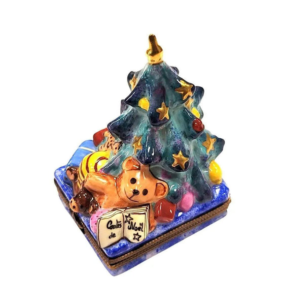 Hand Painted Christmas Tree Box Porcelain Limoges christmas tree French Trinket Box