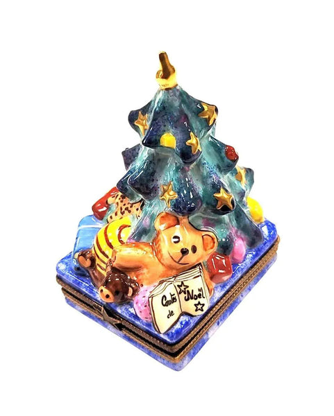 Hand Painted Christmas Tree Box Porcelain Limoges christmas tree French Trinket Box