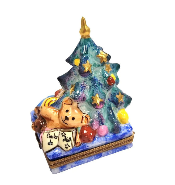 Hand Painted Christmas Tree Box Porcelain Limoges christmas tree French Trinket Box