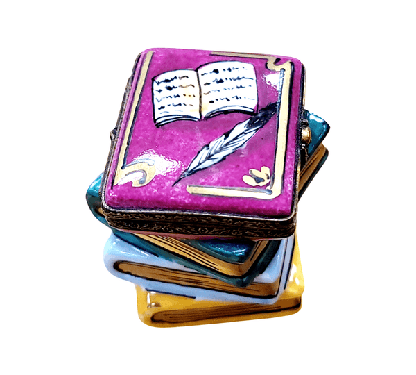 Handcrafted Limoges Stack of Books Porcelain Limoges French Trinket Box