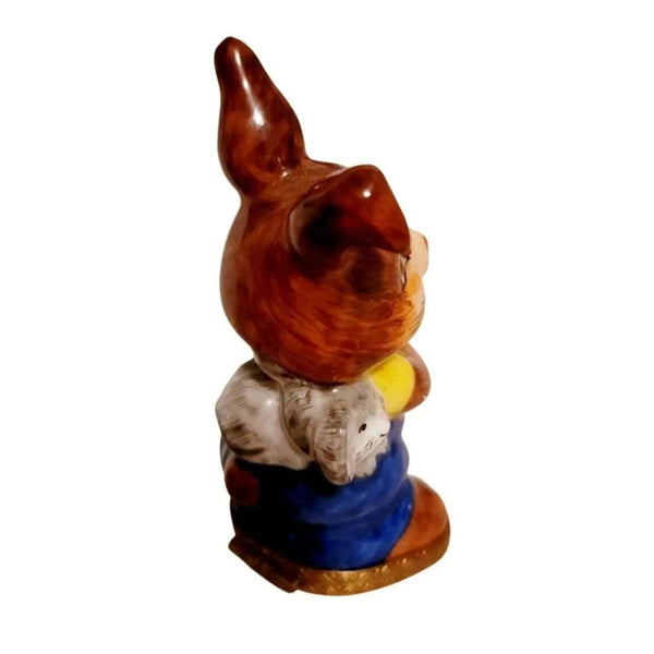 Happy Rabbit and Mouse Figurine Porcelain Limoges French Trinket Box