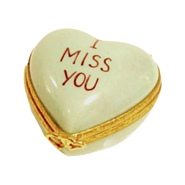 Heart *I Miss You* Green Porcelain Limoges heart special French Trinket Box