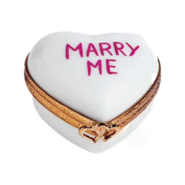 Heart: *Marry Me* White Porcelain Limoges heart wedding French Trinket Box
