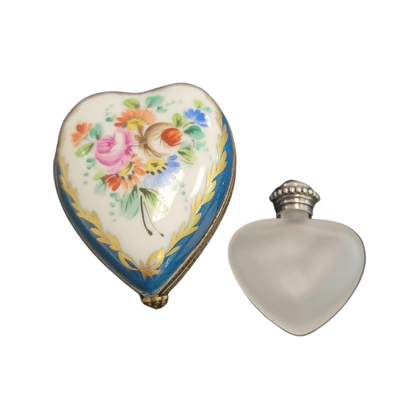 Heart Shaped Limoges Perfume Box Porcelain Limoges hearts perfume French Trinket Box