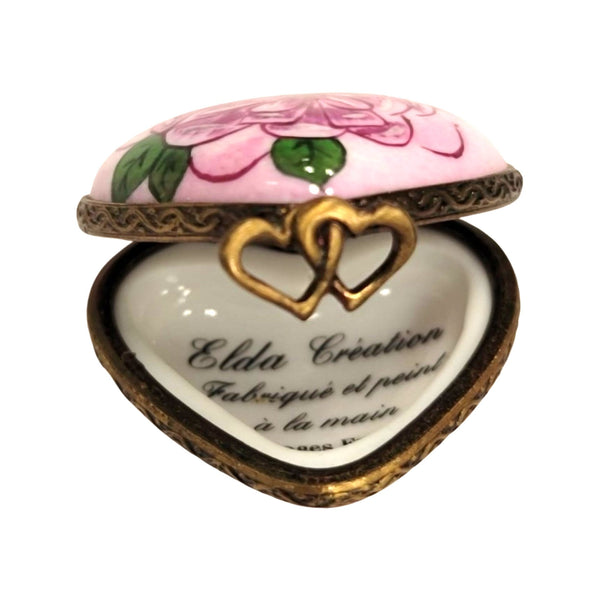 Heart-Shaped Rose Pendant Porcelain Limoges heart jewelry Limoges Boxes French Trinket Box