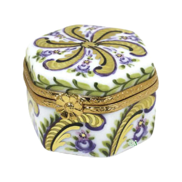 Hexagon Fontainebleau Porcelain Limoges Traditional French Trinket Box