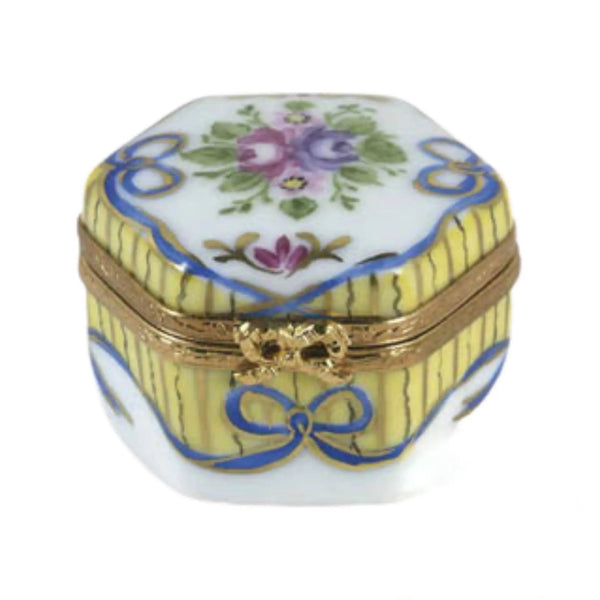 Hexagon: Recamier Jaune Porcelain Limoges Traditional French Trinket Box