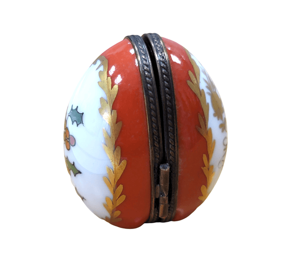 Holly Egg Picture Frame Delight Porcelain Limoges Egg xmas French Trinket Box