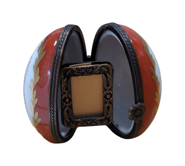 Holly Egg Picture Frame Delight Porcelain Limoges Egg xmas French Trinket Box