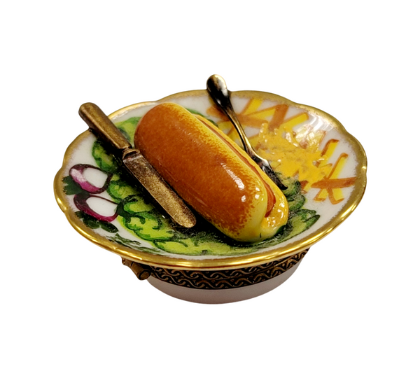 Hot Dog Fries Gourmet Delight Porcelain Limoges Food French Trinket Box