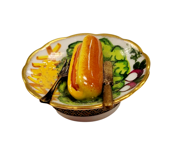 Hot Dog Fries Gourmet Delight Porcelain Limoges Food French Trinket Box