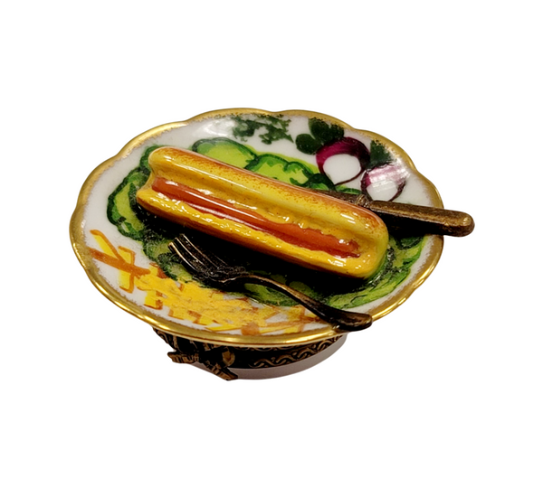 Hot Dog Fries Gourmet Delight Porcelain Limoges Food French Trinket Box