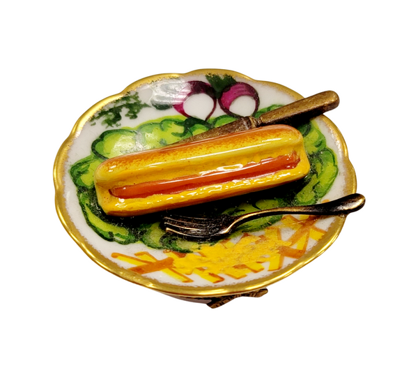 Hot Dog Fries Gourmet Delight Porcelain Limoges Food French Trinket Box