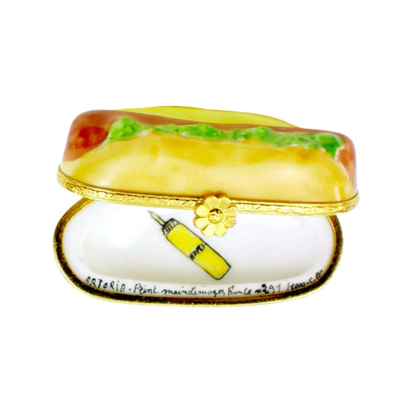 Hot Dog hotdog Porcelain Limoges Food French Trinket Box