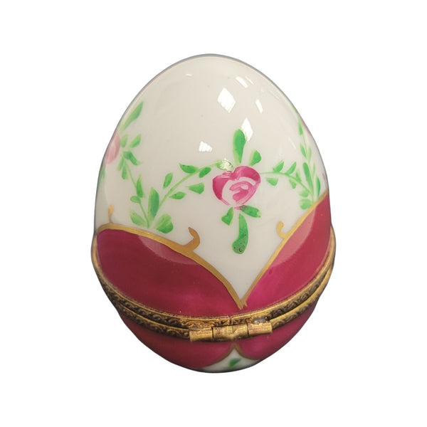 Hot Pink Decorative Egg Porcelain Limoges egg LIMOGES BOXES French Trinket Box