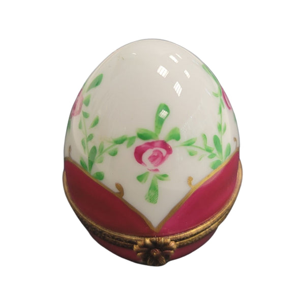 Hot Pink Decorative Egg Porcelain Limoges egg LIMOGES BOXES French Trinket Box