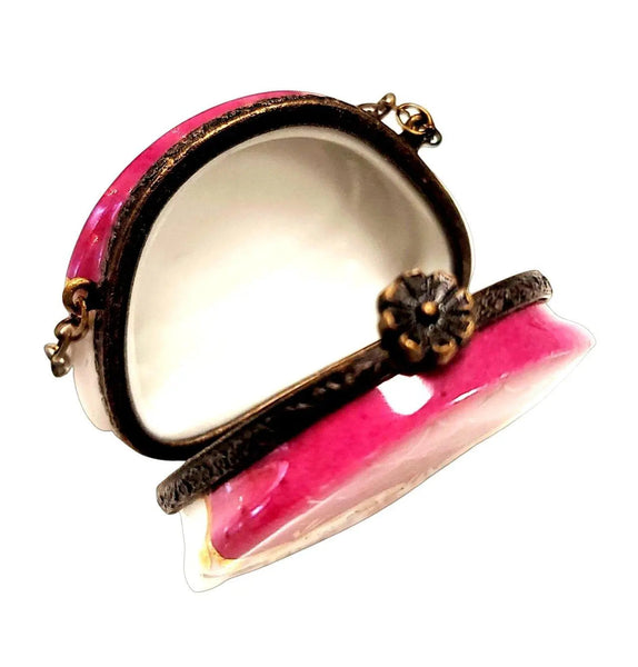 Hot Pink Floral Limoges Purse Porcelain Limoges purse trinket box limoges French Trinket Box