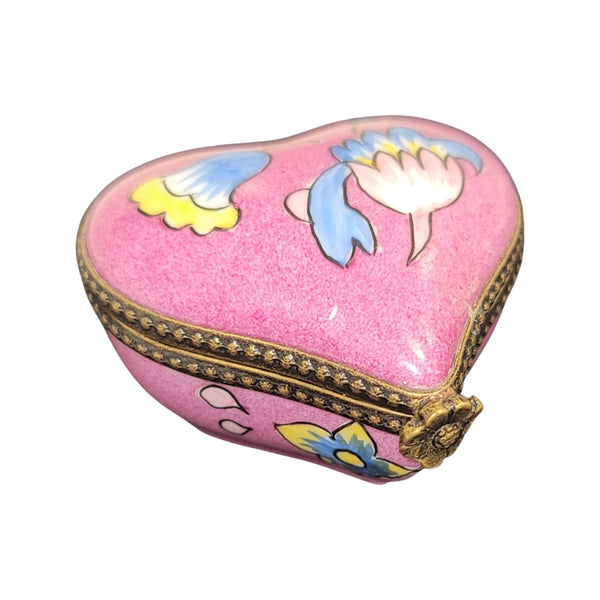 Hot Pink Heart Treasure Box Porcelain Limoges hearts LIMOGES BOXES French Trinket Box