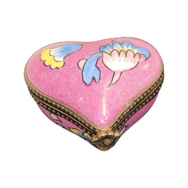 Hot Pink Heart Treasure Box Porcelain Limoges hearts LIMOGES BOXES French Trinket Box