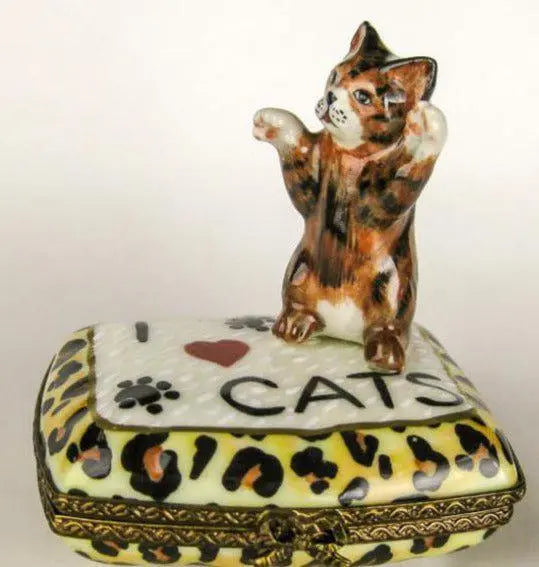 I Love Cats Porcelain Limoges cat cats limoge box French Trinket Box