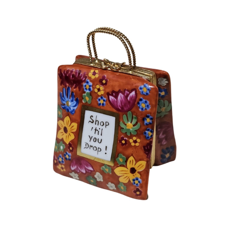 Floral Elegance Shopping Box Porcelain Limoges Purse bag French Trinket Box