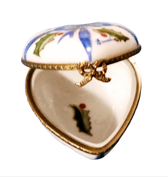 Christmas Heart Joyeux Noel Box Porcelain Limoges heart xmas christmas French Trinket Box