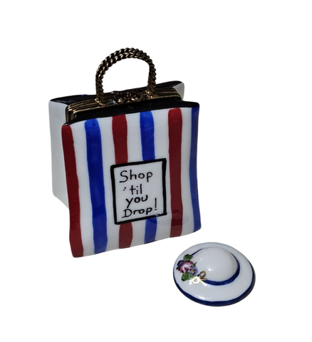Chic Shopping Bag Limoges Box Porcelain Limoges Bag purse fashion French Trinket Box