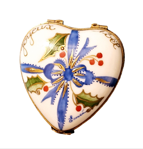 Christmas Heart Joyeux Noel Box Porcelain Limoges heart xmas christmas French Trinket Box