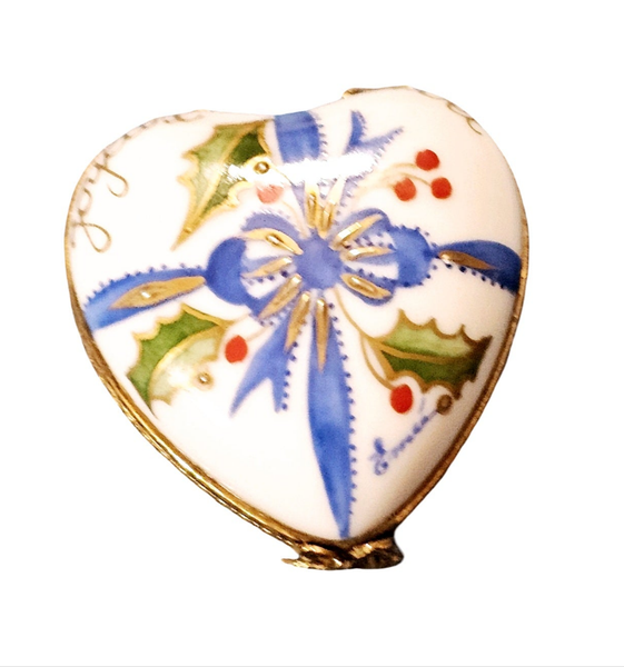 Christmas Heart Joyeux Noel Box Porcelain Limoges heart xmas christmas French Trinket Box