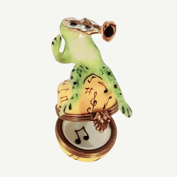 Jazz Frog Trumpet Figurine Porcelain Limoges Music LIMOGES BOXES French Trinket Box