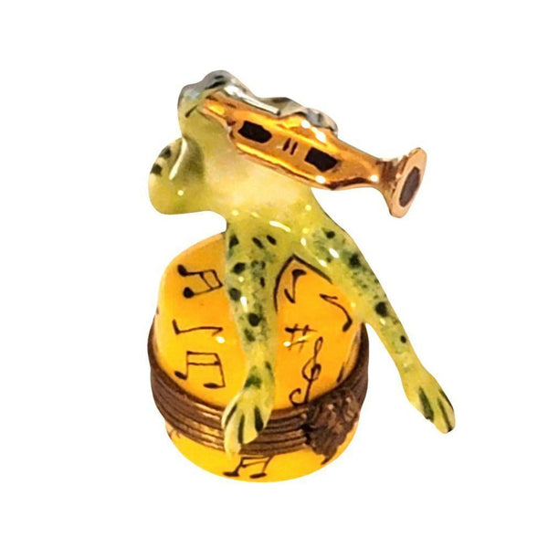 Jazz Frog Trumpet Figurine Porcelain Limoges Music LIMOGES BOXES French Trinket Box