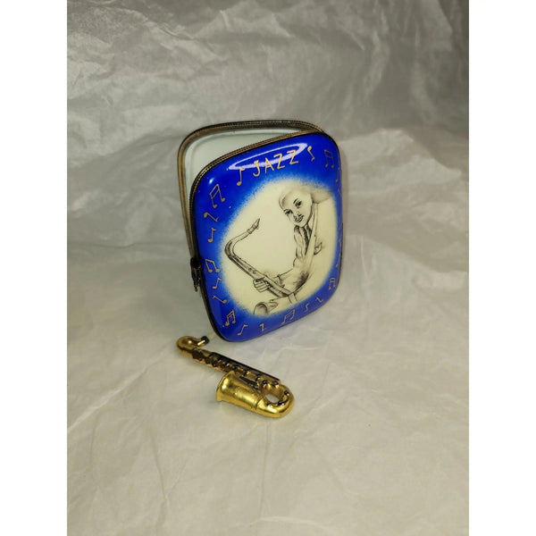 Jazz Saxophone Porcelain Treasure Porcelain Limoges Music LIMOGES BOXES French Trinket Box