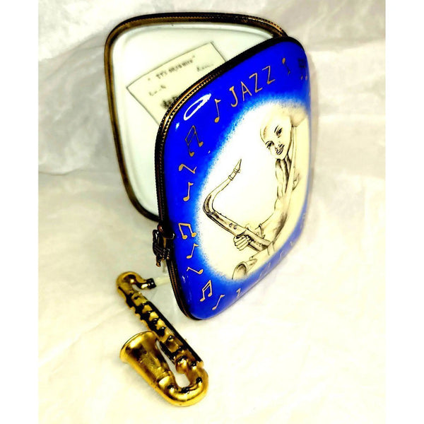 Jazz Saxophone Porcelain Treasure Porcelain Limoges Music LIMOGES BOXES French Trinket Box