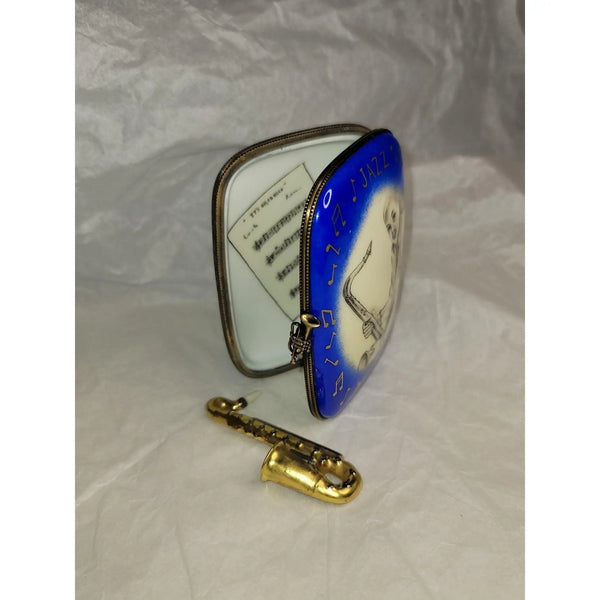 Jazz Saxophone Porcelain Treasure Porcelain Limoges Music LIMOGES BOXES French Trinket Box