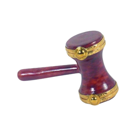 Judge's Gavel Porcelain Limoges Professional French Trinket Box