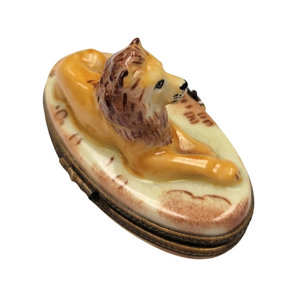 Jungle Lion Limoges Box Artistry Porcelain Limoges Limoges Boxes wild animals cat French Trinket Box