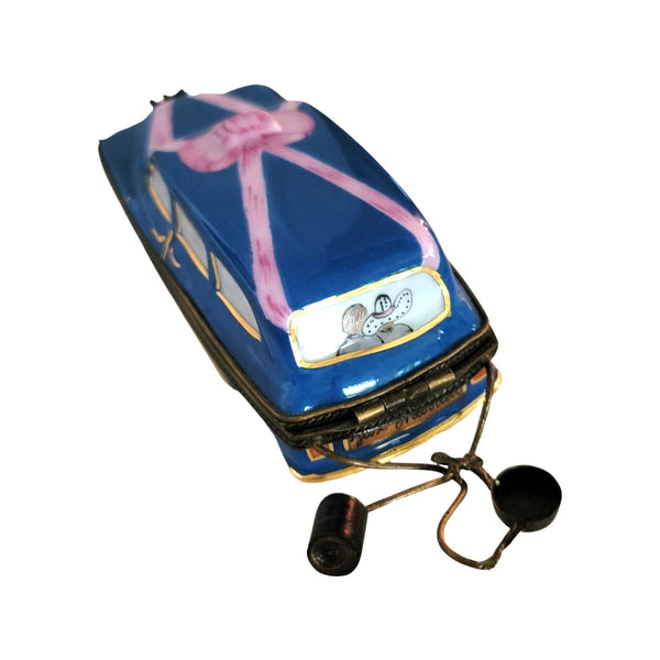 Just Married Limousine Figurine Porcelain Limoges wedding vehicle French Trinket Box