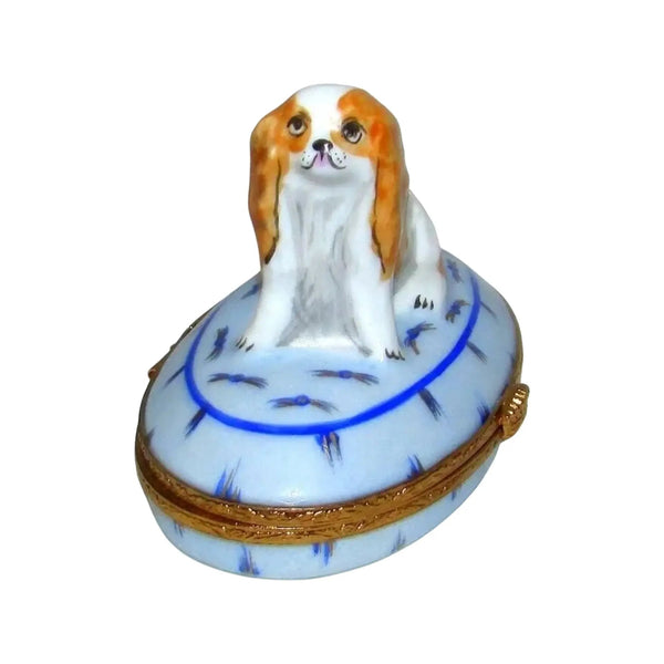 King Charles Spaniel Dog Porcelain Limoges Dog France French Trinket Box