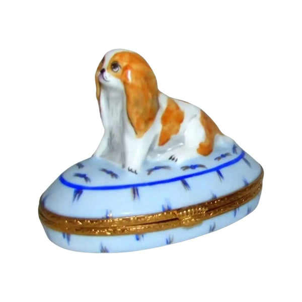 King Charles Spaniel Dog Porcelain Limoges Dog France French Trinket Box