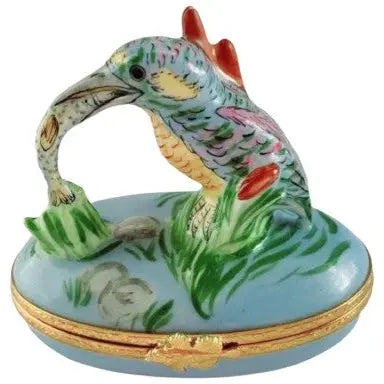 King Fisher Porcelain Limoges bird birds French Trinket Box
