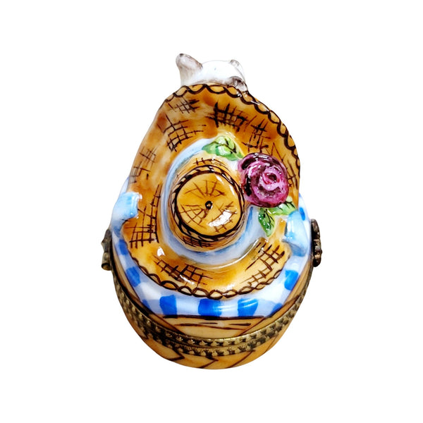 Kitty Cat Bonnet Trinket Box Porcelain Limoges cat cats limoge box French Trinket Box