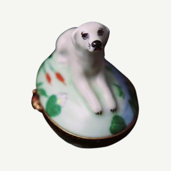 Labrador Lab Retriever: Yellow Porcelain Limoges Dog Dogs French Trinket Box