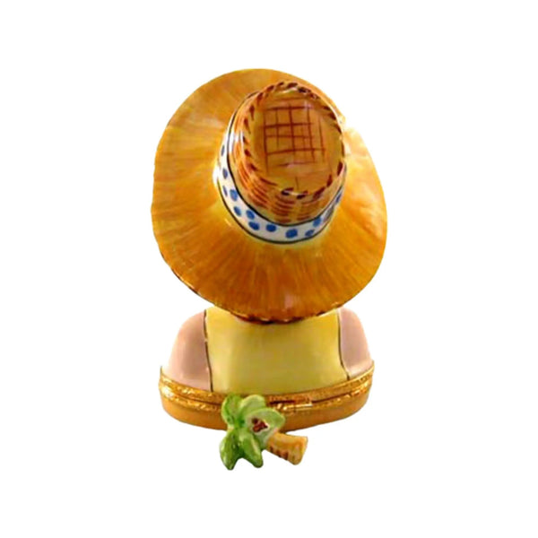 Lady Tourist Porcelain Limoges Travel Beach Ocean French Trinket Box