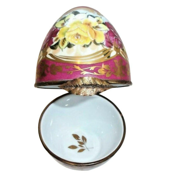 Large Red Floral Limoges Egg Porcelain Limoges egg French Trinket Box