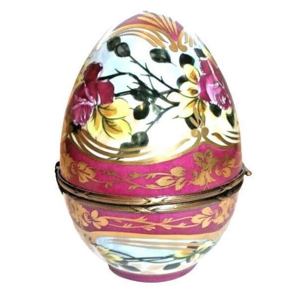 Large Red Floral Limoges Egg Porcelain Limoges egg French Trinket Box