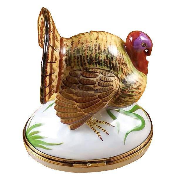 Large Turkey Porcelain Limoges thanksgiving wild bird French Trinket Box