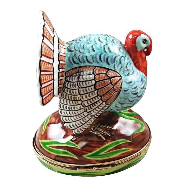 Large Turkey with Removable Ear of Corn Porcelain Limoges thanksgiving wild bird French Trinket Box