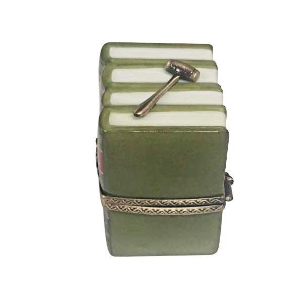 Law Books with Gavel Porcelain Limoges Professional French Trinket Box