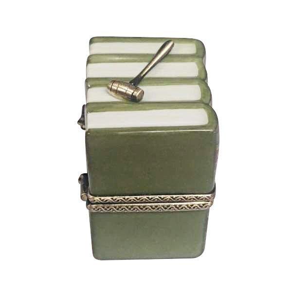 Law Books with Gavel Porcelain Limoges Professional French Trinket Box