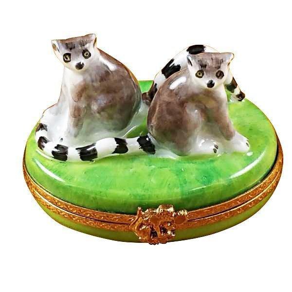 Lemur Monkey Porcelain Limoges wild animals travel French Trinket Box